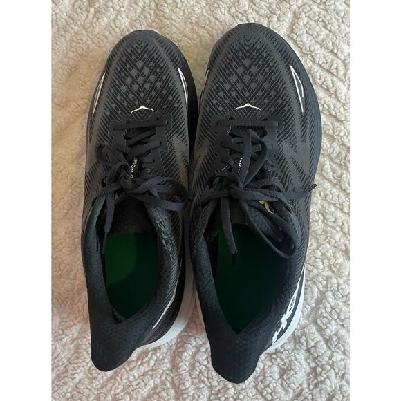HOKA ONE Clifton 9 Running Shoes Black White Size 11.5 WIDE Men/Insole Not Hoka